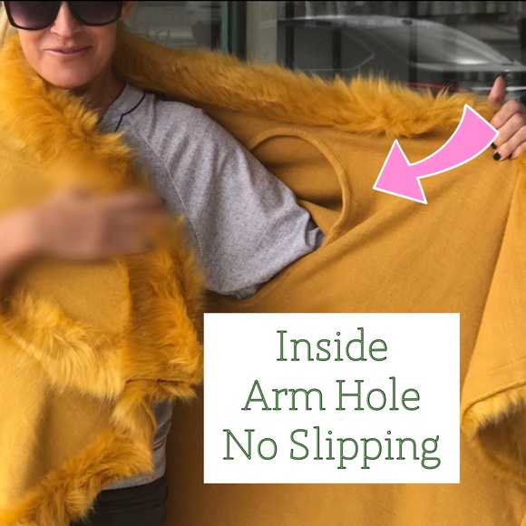 Luxurious Faux Fur Double Layer Black Cape Coat - Picture 4 of 9